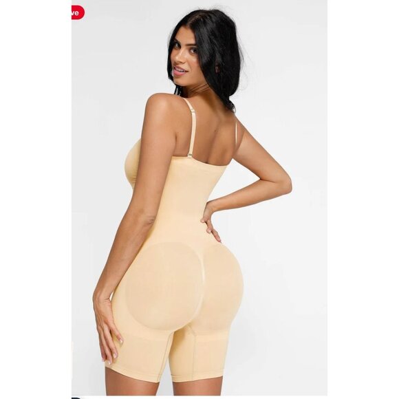 Seamless Beige Body Shaper Fajas Colombianas With Adj Straps & Butt Lifting Desi - Picture 2 of 8